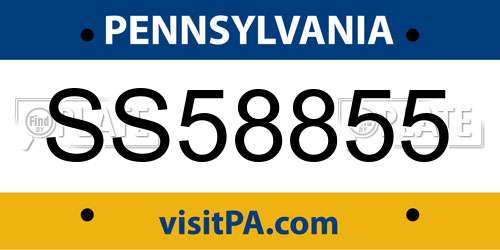 SS58855 Pennsylvania License Plate