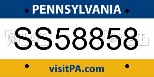 SS58858 Pennsylvania License Plate