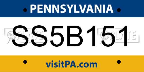 SS5B151 Pennsylvania License Plate