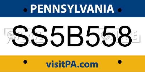 SS5B558 Pennsylvania License Plate