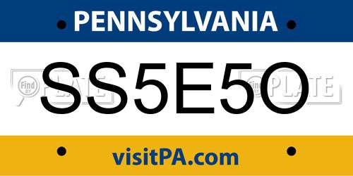 SS5E5O Pennsylvania License Plate