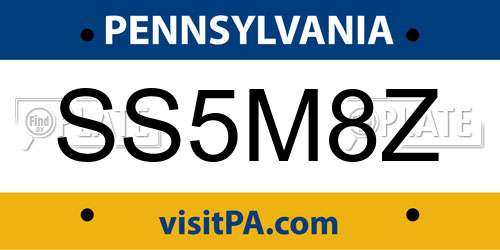 SS5M8Z Pennsylvania License Plate