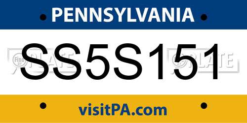 SS5S151 Pennsylvania License Plate