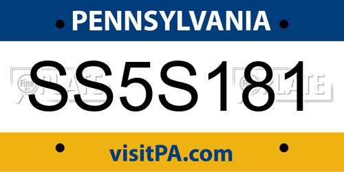 SS5S181 Pennsylvania License Plate