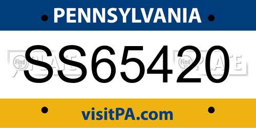 SS65420 Pennsylvania License Plate