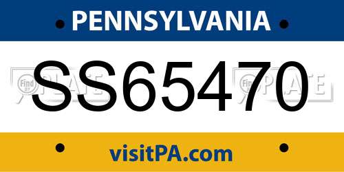 SS65470 Pennsylvania License Plate