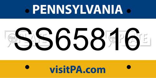 SS65816 Pennsylvania License Plate