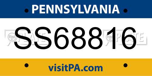 SS68816 Pennsylvania License Plate