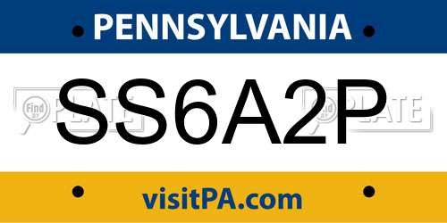 SS6A2P Pennsylvania License Plate