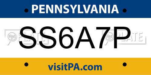 SS6A7P Pennsylvania License Plate