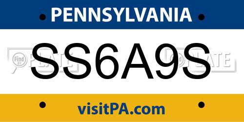 SS6A9S Pennsylvania License Plate