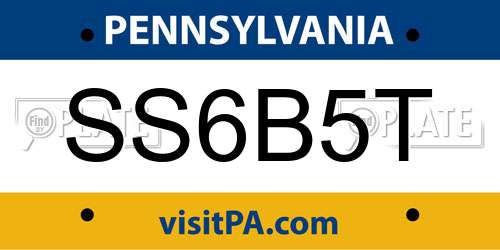 SS6B5T Pennsylvania License Plate