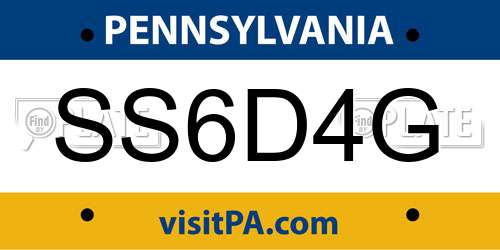 SS6D4G Pennsylvania License Plate