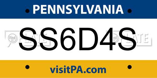 SS6D4S Pennsylvania License Plate