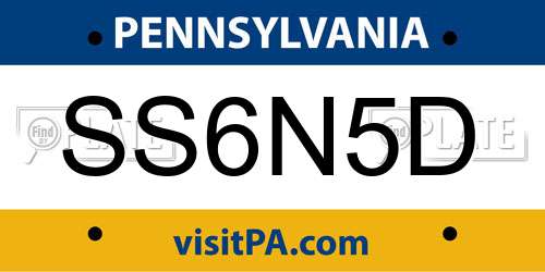 SS6N5D Pennsylvania License Plate