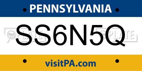 SS6N5Q Pennsylvania License Plate