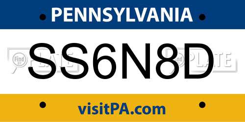 SS6N8D Pennsylvania License Plate