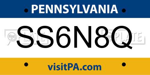 SS6N8Q Pennsylvania License Plate