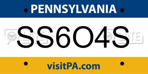 SS6O4S Pennsylvania License Plate