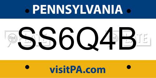 SS6Q4B Pennsylvania License Plate