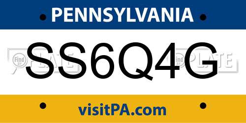 SS6Q4G Pennsylvania License Plate
