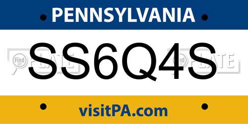 SS6Q4S Pennsylvania License Plate