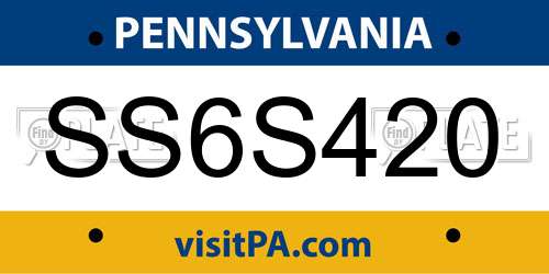 SS6S420 Pennsylvania License Plate