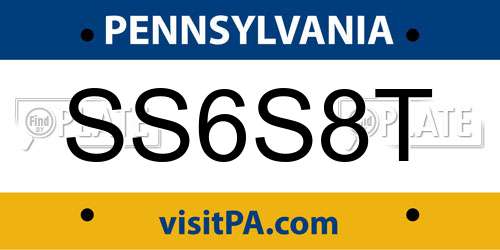 SS6S8T Pennsylvania License Plate