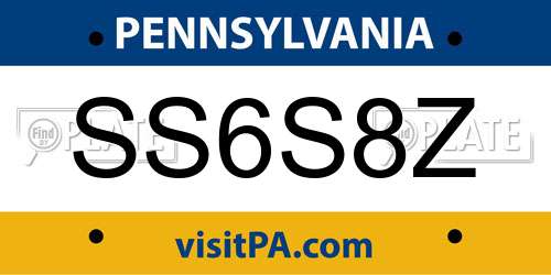 SS6S8Z Pennsylvania License Plate