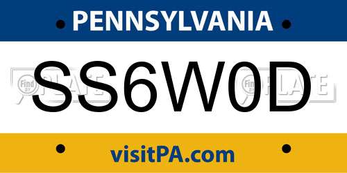SS6W0D Pennsylvania License Plate
