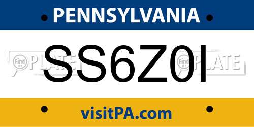 SS6Z0I Pennsylvania License Plate