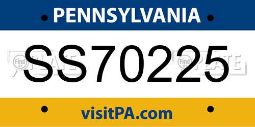 SS70225 Pennsylvania License Plate