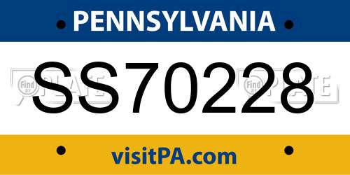 SS70228 Pennsylvania License Plate