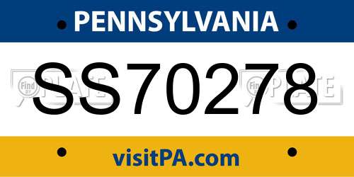 SS70278 Pennsylvania License Plate
