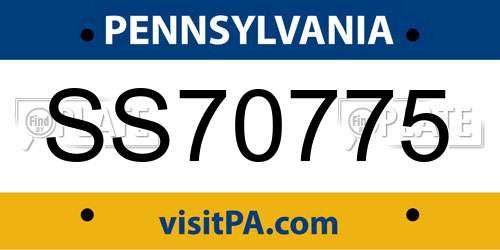 SS70775 Pennsylvania License Plate