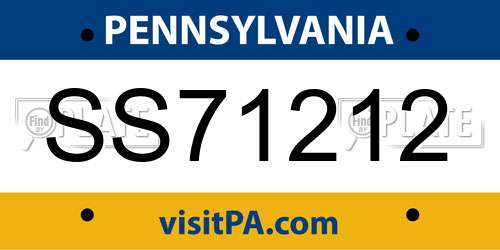SS71212 Pennsylvania License Plate