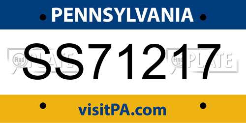 SS71217 Pennsylvania License Plate