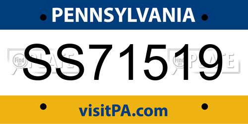 SS71519 Pennsylvania License Plate