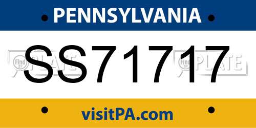 SS71717 Pennsylvania License Plate