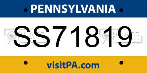 SS71819 Pennsylvania License Plate