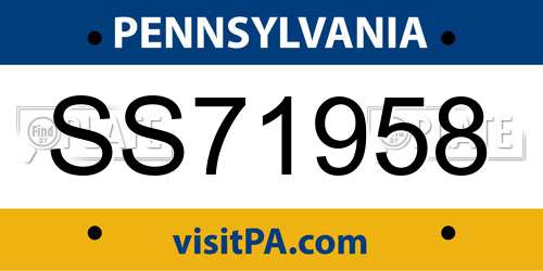 SS71958 Pennsylvania License Plate