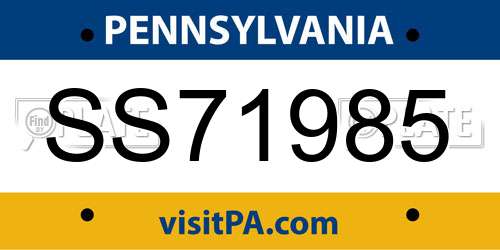 SS71985 Pennsylvania License Plate