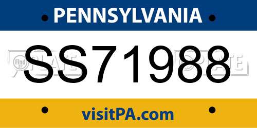SS71988 Pennsylvania License Plate