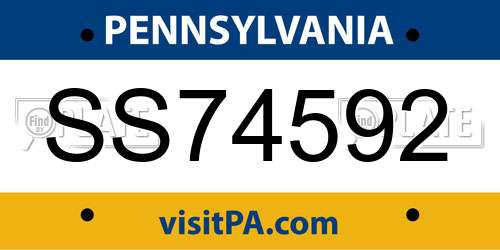 SS74592 Pennsylvania License Plate