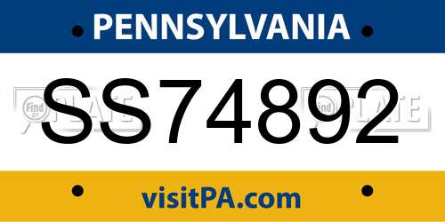 SS74892 Pennsylvania License Plate