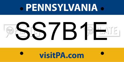 SS7B1E Pennsylvania License Plate