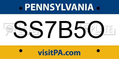 SS7B5O Pennsylvania License Plate