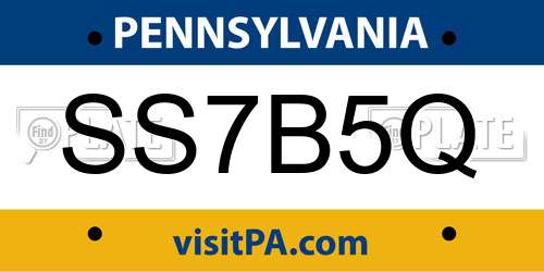 SS7B5Q Pennsylvania License Plate