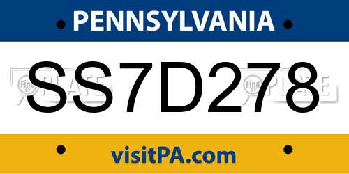 SS7D278 Pennsylvania License Plate