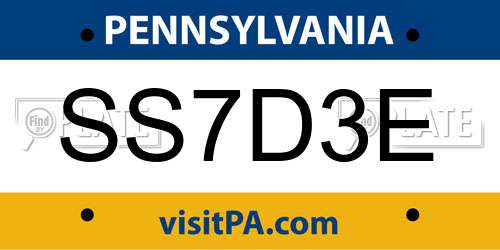 SS7D3E Pennsylvania License Plate